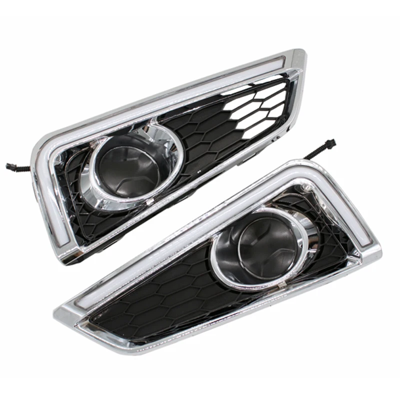 

SUNKIA New 12V LED Daytime Running Light Car Styling LED DRL for New City 2015 2016 with Turn Signal Light Fog Lamp Hole