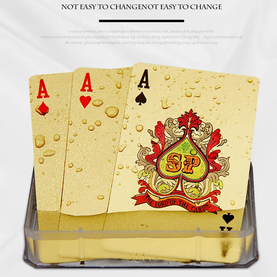 1 Set Gold Foil Plated Poker Cards Waterproof Playing Card