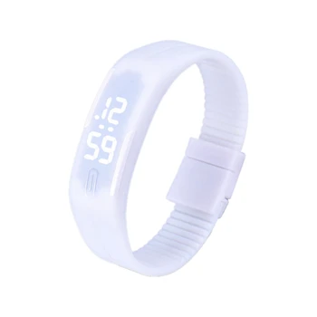 

Sports Silicone Rubber White LED Digital Watch Bracelet Men Women White