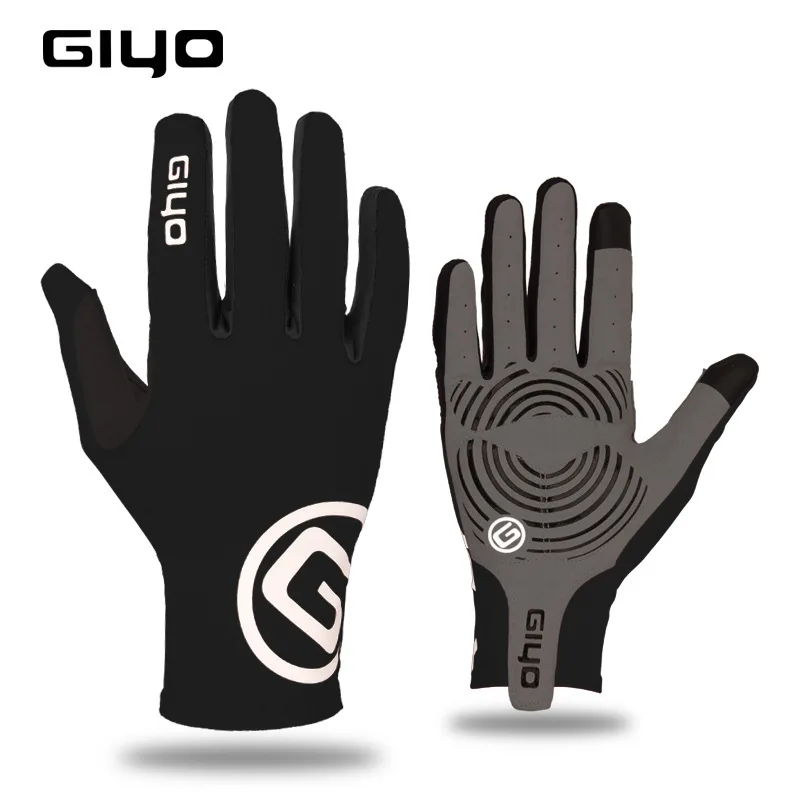 GIYO, зимние перчатки для велоспорта с сенсорным экраном, гелевые перчатки для шоссейного велосипеда, велосипедные перчатки для мужчин и женщин, гоночные перчатки для езды, размеры s, m, l, xl, XXL - Цвет: Black