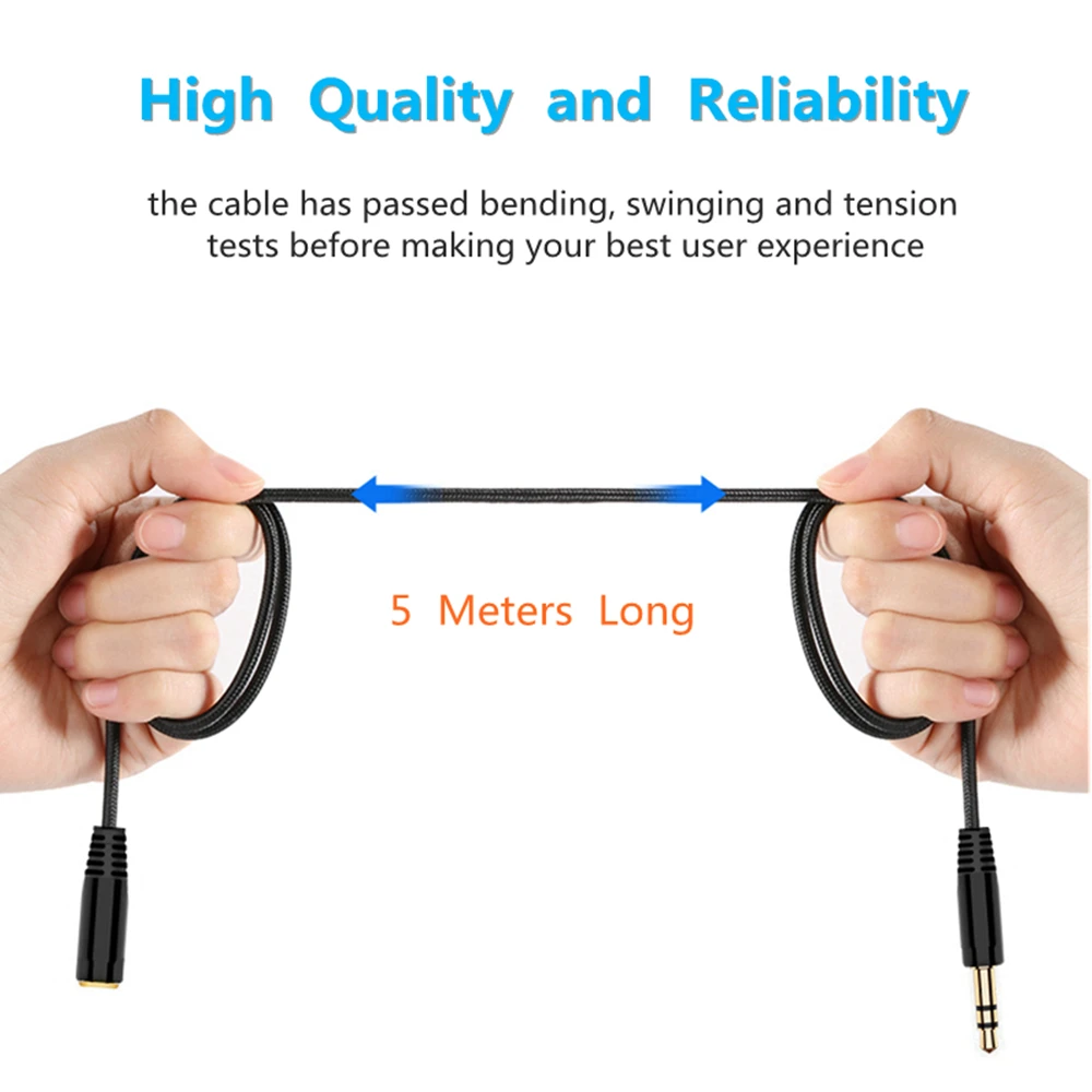 5m-16Ft-Headphone-Extension-Cable-3-5mm-Jack-Male-to-Female-AUX-Cable-M-F-Audio
