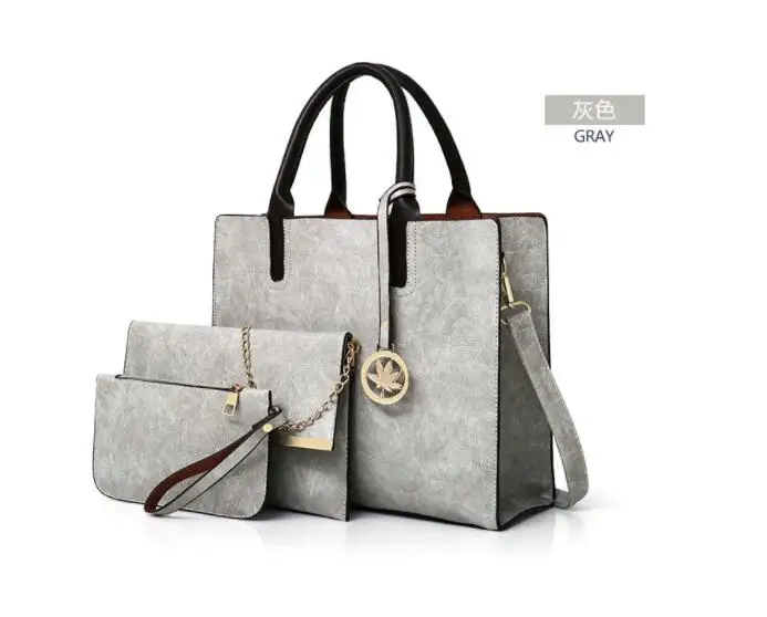 Набор женских сумок 3 шт. кожаная сумка женские большие женские сумки шопперы сумка на плечо сумка+ сумка-мессенджер+ кошелек Sac основной