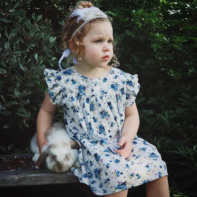 Mother Nest/ г. новое летнее платье с пышными рукавами и цветочным рисунком для девочек детская одежда из хлопка детские платья на день рождения для малышей