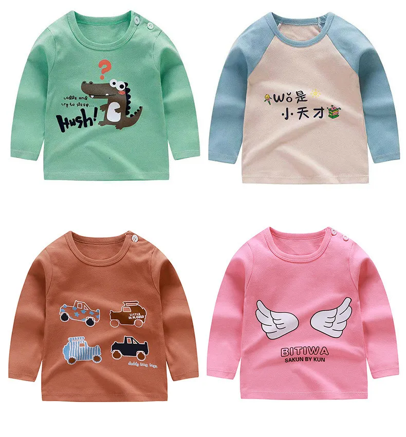2019 Kids Baby Girls Boys Popular T-shirt Long Sleeve Kids Tops Cotton Children's Tops Dragon Print Toddler Girl Winter Clothes T-Shirts best of sale