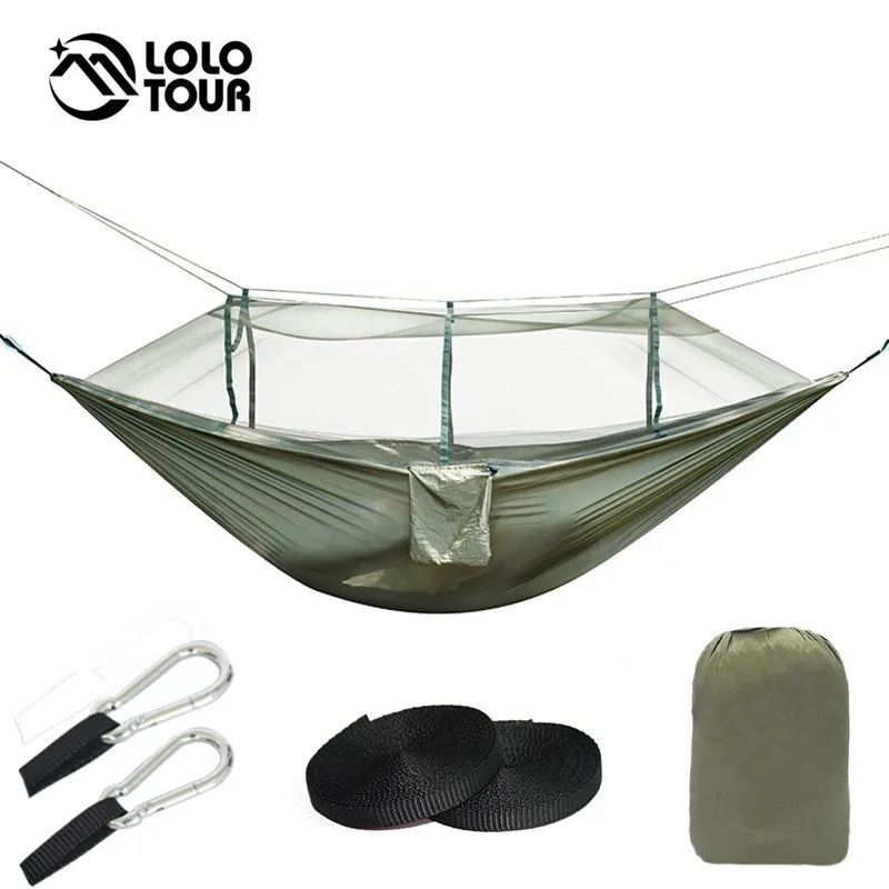 Camping Hammock with Mosquito Net Travel Portable Lightweight Hammocks with Tree Straps for Outsides Beach Patio Hiking Hiking 