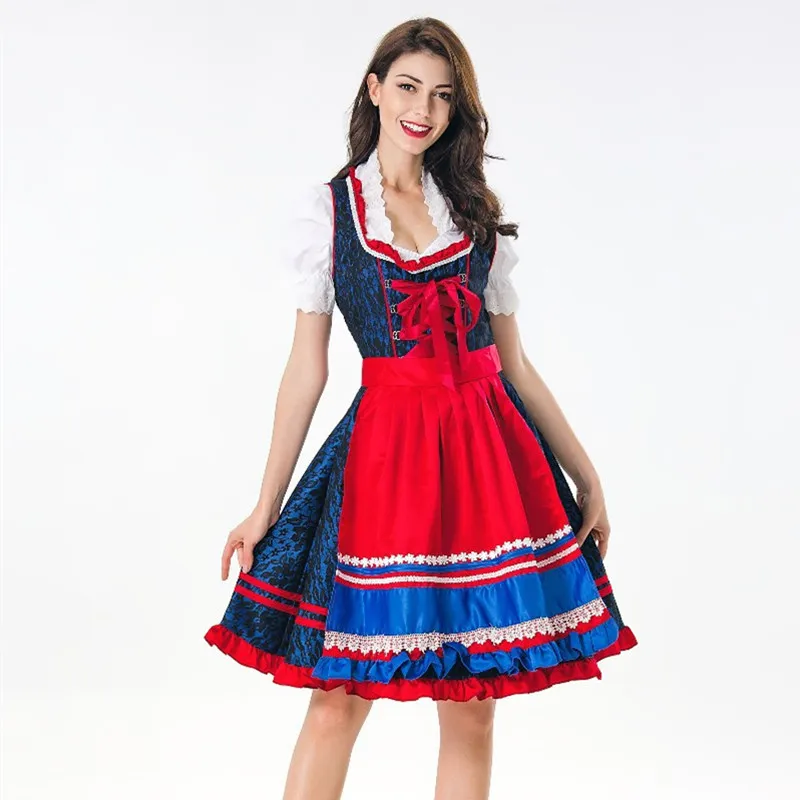 

M-XL 2019 Adult Women Oktoberfest Costume Octoberfest Bavarian Dirndl Maid Peasant Fancy Dress Party Female Oktoberfest Dress