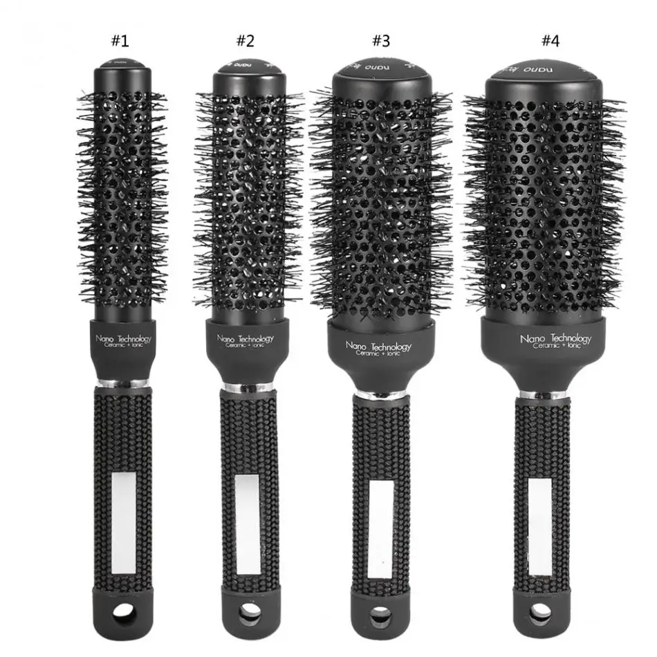 

1 Pc Black Creramic Round Ionic Hair Brush Roller Comb Anti-static Massage Scalp Professional Round Barrel Curly Hair Comb Brush