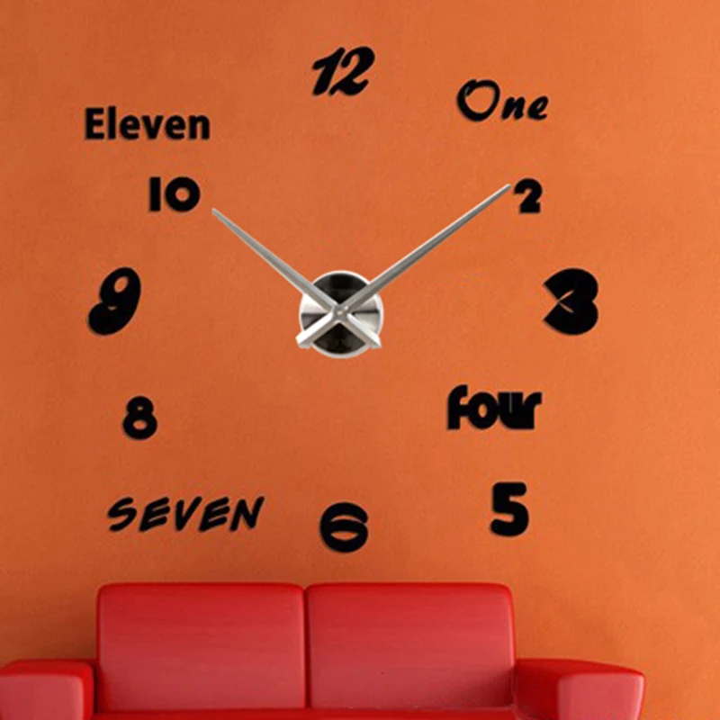 Diy Wall Clock Sticker Modern Design Large Clocks 3D Stickers Hanging Big Wall Watch Home Decor