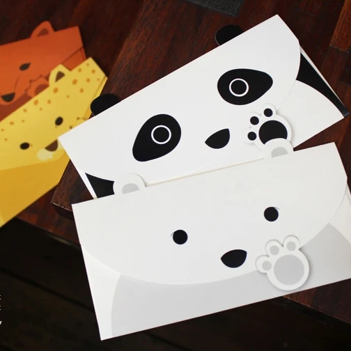 6 шт./компл. милые конверты с персонажами мультфильмов панда/медведь/собака/лиса/свинья/кролик сообщение карты подарок детям
