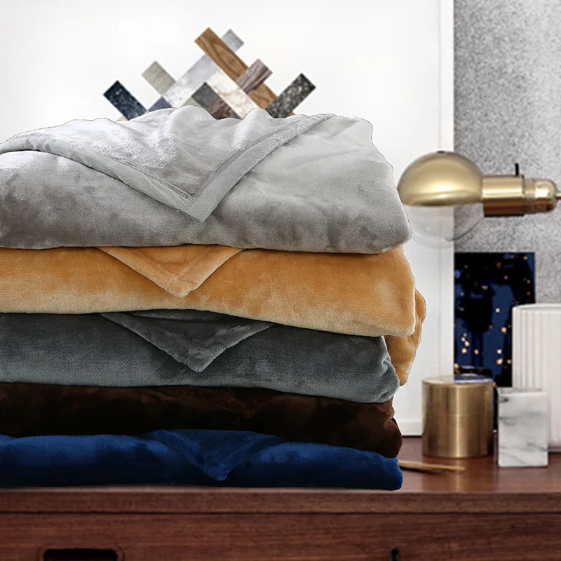 

Simple Modern Solid Color Flannel Blanket Thick Warm Coral Fleece Blanket