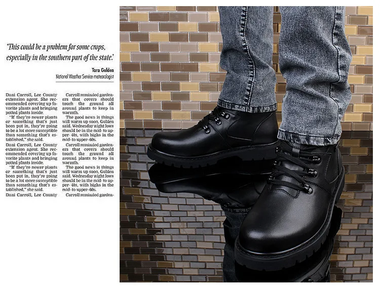 QIYHONG/мужские кожаные ботинки большого размера; зимние теплые мужские ботинки в байкерском стиле; Коллекция года; мужские ботильоны из натуральной кожи с блестками