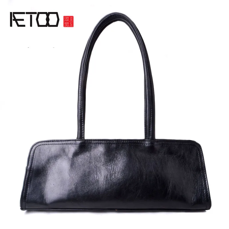 

AETOO Original European and American models leather handbag small shoulder bag lady simple wild female bag pillow bag Boston bag