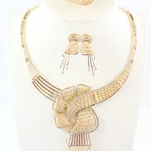 Ювелирные наборы африканские бусы эффектное ожерелье Цепочки и ожерелья серьги браслет тонкой кольца для Для женщин CZ Кристалл Винтаж вечерние аксессуары