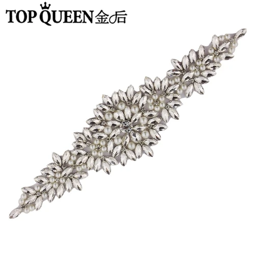 TOPQUEEN S266 пояс со стразами и блестками, модный пояс для невесты, расшитый бисером пояс для выпускного вечера, платье с бриллиантами, пояс для невесты - Цвет: Only applique28CM