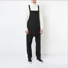 27-46 весна лето стиль комбинезоны мужские повседневные нагрудники брюки свободные шаровары Низкий промежность Брюки Клубные Комбинезоны