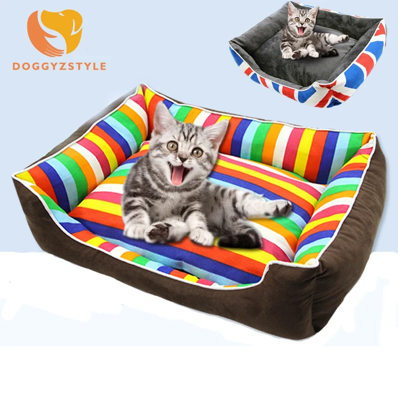 

Pet Dog Bed Stripe Warming Dogs House Soft Pet Nest Winter Warm Nests Kennel For Small Large Pets Puppy Cat Mats Teddy Supplies