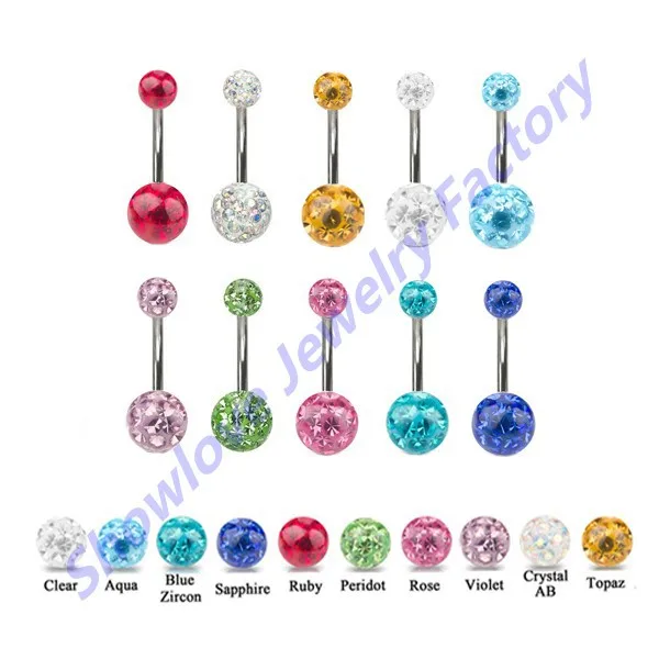 Showlove Lot of mix color 10pc Navel Bar Belly Ring piercing Curved Barbell Body Jewelry Epoxy