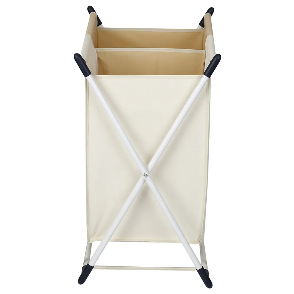 Finether Storage Organization Folding LAUDRY HAMPER X-Frame Laundry Sorter Hamper Stand 2-Compartment Detachable Bag for Clothes3