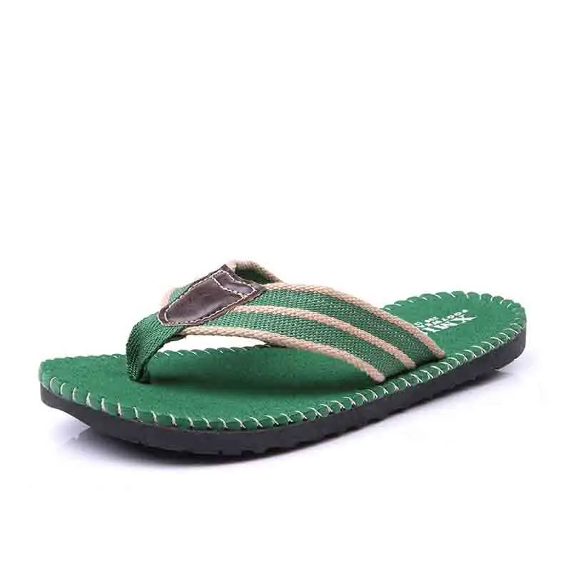 Брендовые летние мужские тапочки из ЭВА повседневная мужская обувь удобные мужские вьетнамки хорошего качества на плоской подошве мужские пляжные сандалии - Цвет: Зеленый