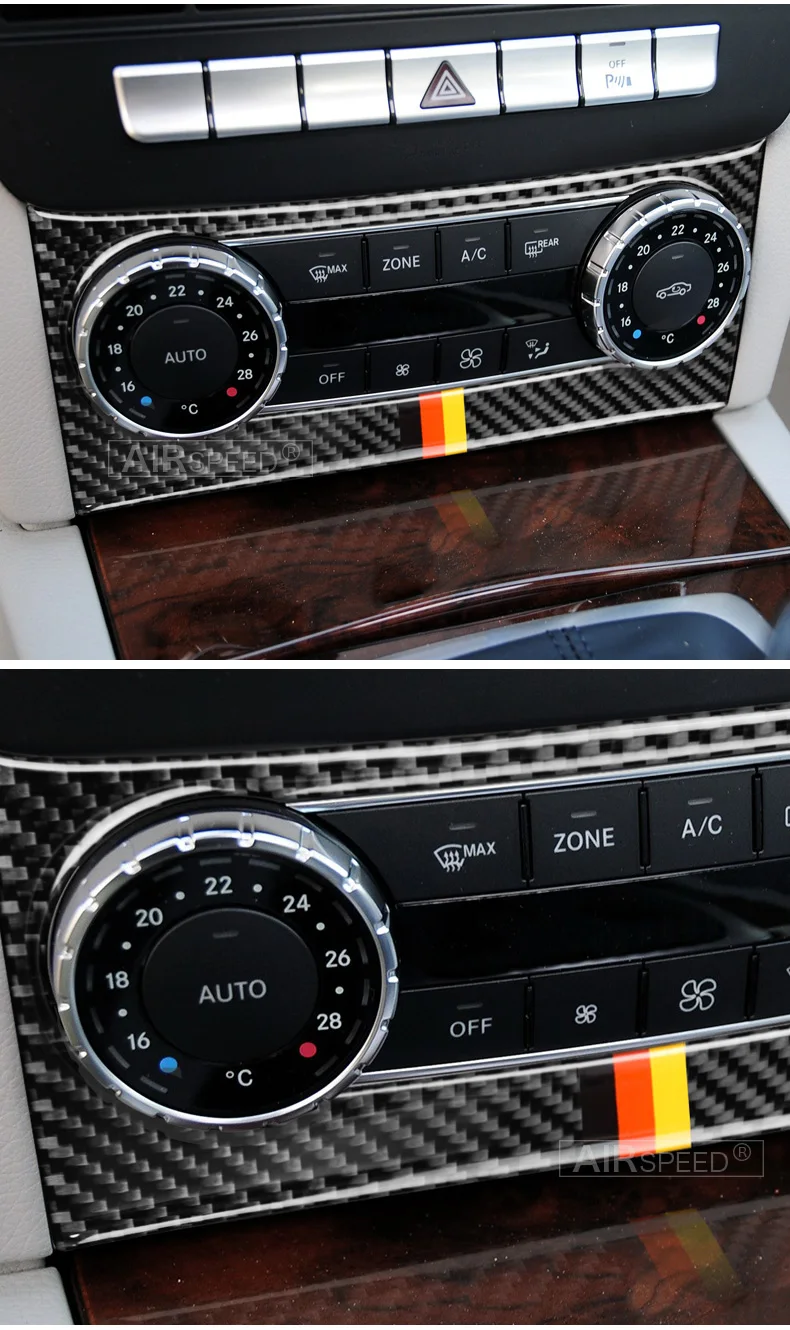 Mercedes Benz C Class W204 Accessories 2011-2013 Carbon Fiber Car Interior Air Conditioning Control Cover Stickers (7)