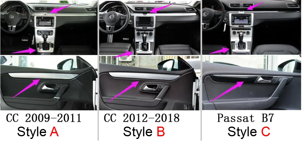 Car-Styling 3D/5D Carbon Fiber Car Interior Center Console Color Change Molding Sticker Decals For Volkswagen VW CC/Passat B7