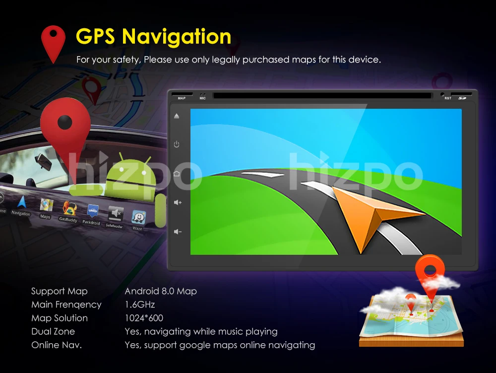 Sale HIZPO 2DIN Android8.0 HD 800*480 screen Octa Core 4G RAM+32G ROM universal car radio gps  with wifi car stereo audio DVD PLAYER 8