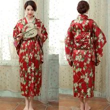 Милые пижамы из искусственного шелка традиционное японское кимоно халат с короткими рукавами семейный халат высококачественный популярный весенний банный халат H0054JXH15