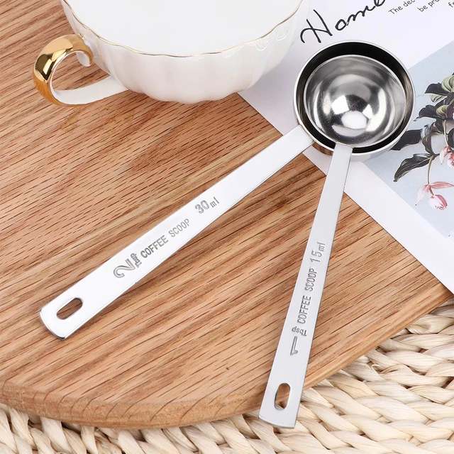 15ML/30ML Coffee Scoop Stainless Steel Measuring Scoop Spoon Thicken Smooth  Long Handled Tablespoon Milk Tea Spoons Kitchen Tool