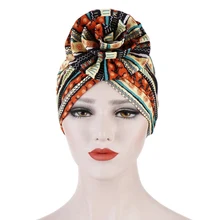 Модный женский мусульманский эластичный цветок тюрбан шляпа потеря волос головной платок, шарф цветочный индийский колпачок