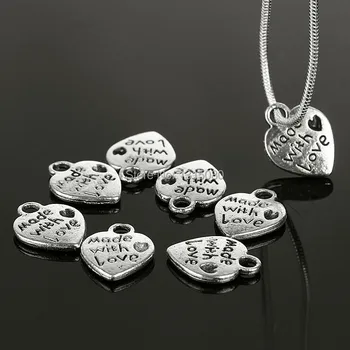 

9*11MM 300pcs/lot Heart Shpae Vintage Charms Pendants Silver Plated Charms Pendants Beads