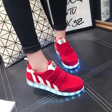 Hot Sale new arrived Women LED Shoes for Adults White Red Glowing Light Up Flat Shoes Luminous Recharging Size 35-40