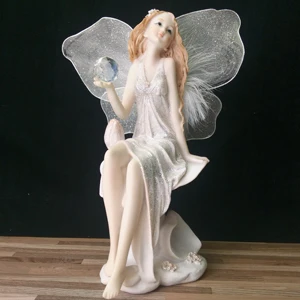 Свадебные подарки на год, волшебные садовые фигурки в виде цветов, скульптура ангела из смолы, украшение для дома, подарки для женщин, красивая девушка - Цвет: cz048