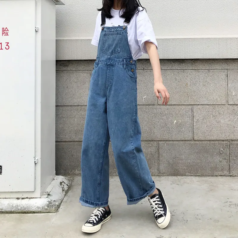 

Korean Boyfriend Style Loose Denim Overalls Women 2019 New Summer Autumn Casual Straight Jeans