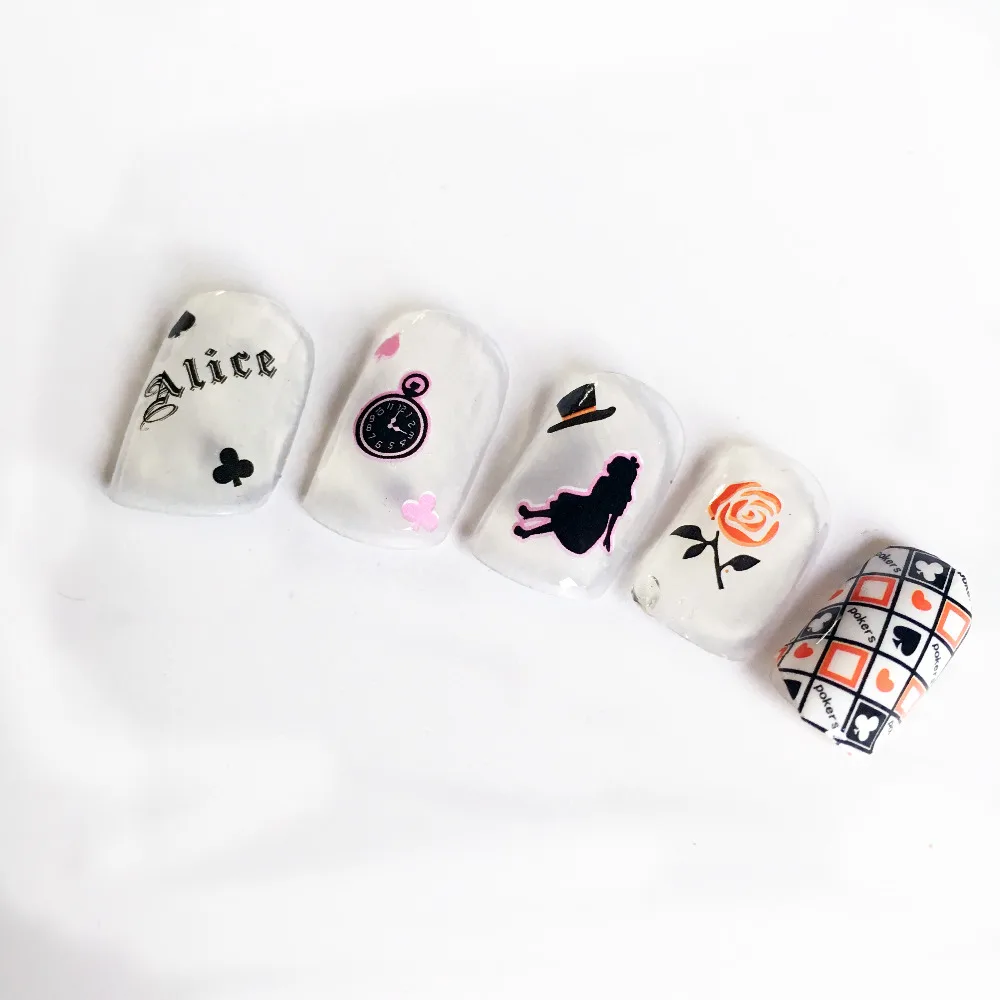 Tessie shop Алиса в стране чудес переводные наклейки на ногти переводные наклейки для ногтей NailArt тату маникюр