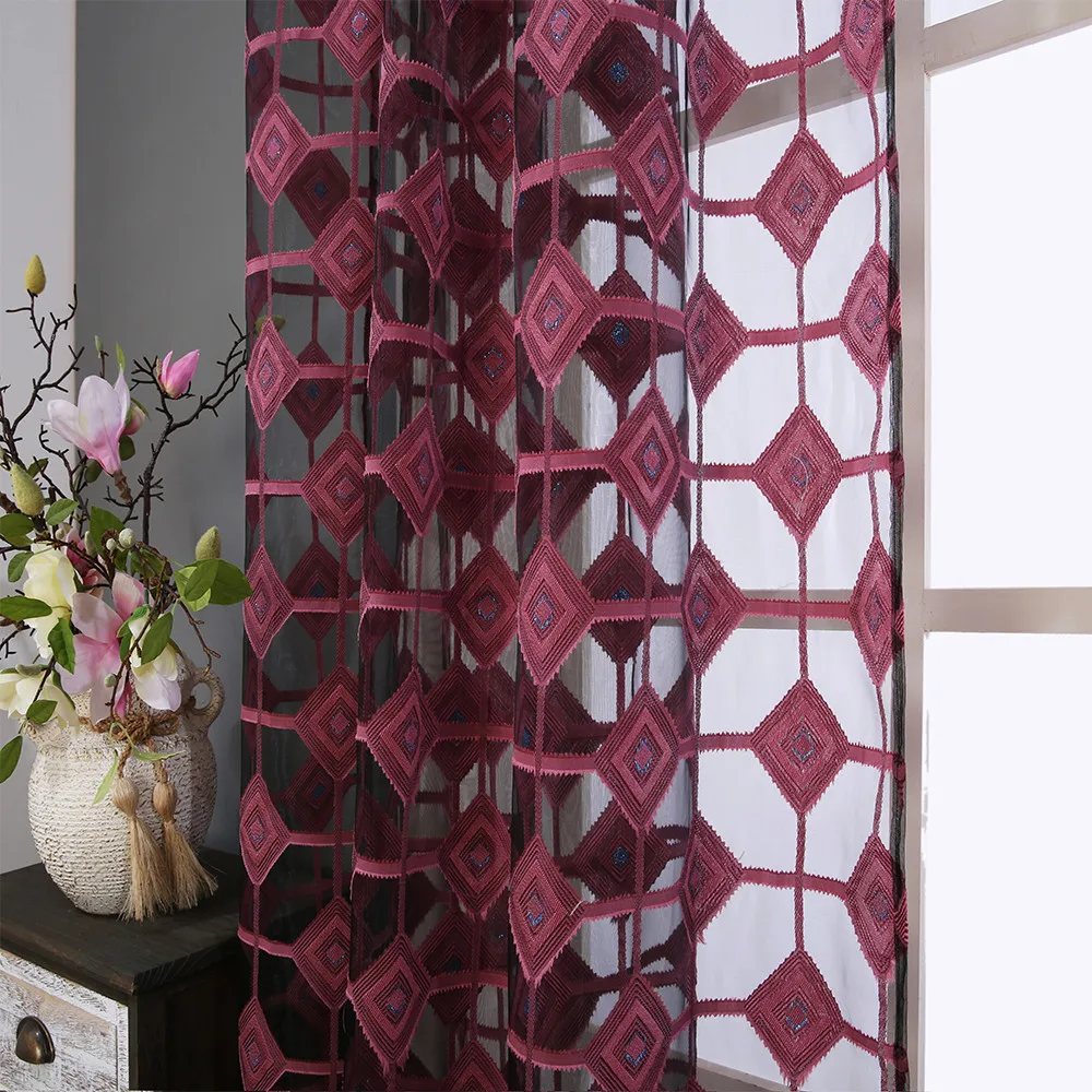 

Plaid transparent curtain tulle window processing tulle vertical fabric 1 fabric Chinese stereo sticker blackout free shipping