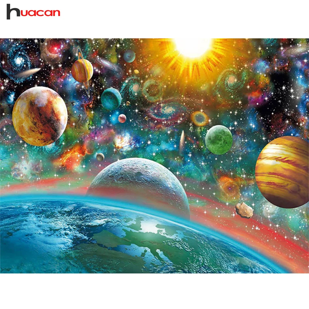 

Huacan Celestial Body Embroidery Diamond Landscape Mosaic Wall Art Diamond Painting Cross Stitch Rhinestone Home Decor DIY