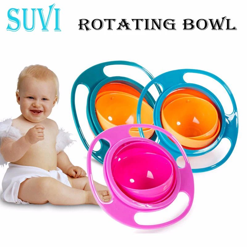 360 Rotate Toddlers Plate for Children Tableware Kids Soup Rotating