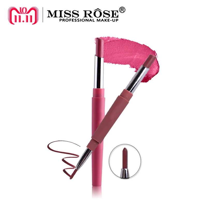 Miss Rose бренд губная помада 2 в 1 карандаш для губ Красота Макияж Водонепроницаемый