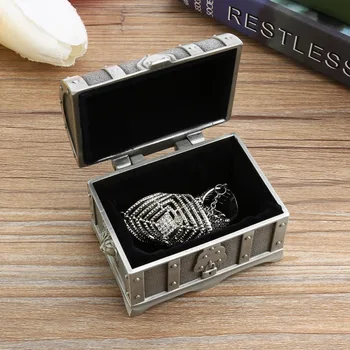 

Small Size Zinc Alloy Antique Pirate Treasure Chest Jewelry Box Retro Vintage Trinket Ring Earring Necklace Storage Holder Case