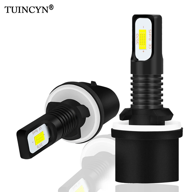 TUINCYN 2Pcs H27 Led 880 Led Bulb H27W1 2400LM 6500K White Car Fog Light Front Head