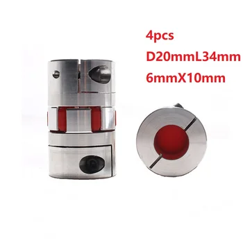 

4pcs 6x10 D20L34 Aluminium Shaft Plum Coupling Motor Connector Flexible shaft CNC Parts