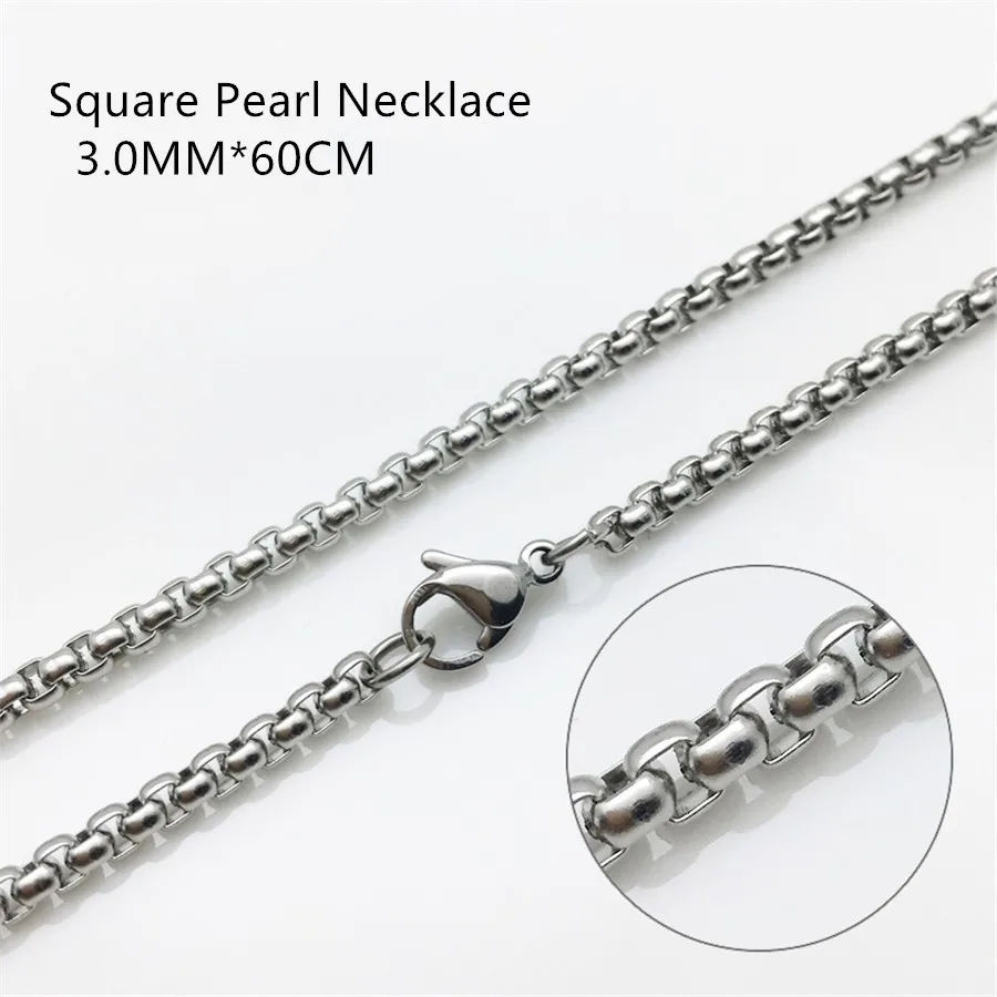 

Zoukane Classic Stainless Steel Silver Color Link Chain Necklace 3.0MM Square Pearl Chain 24inch(60CM) length N006