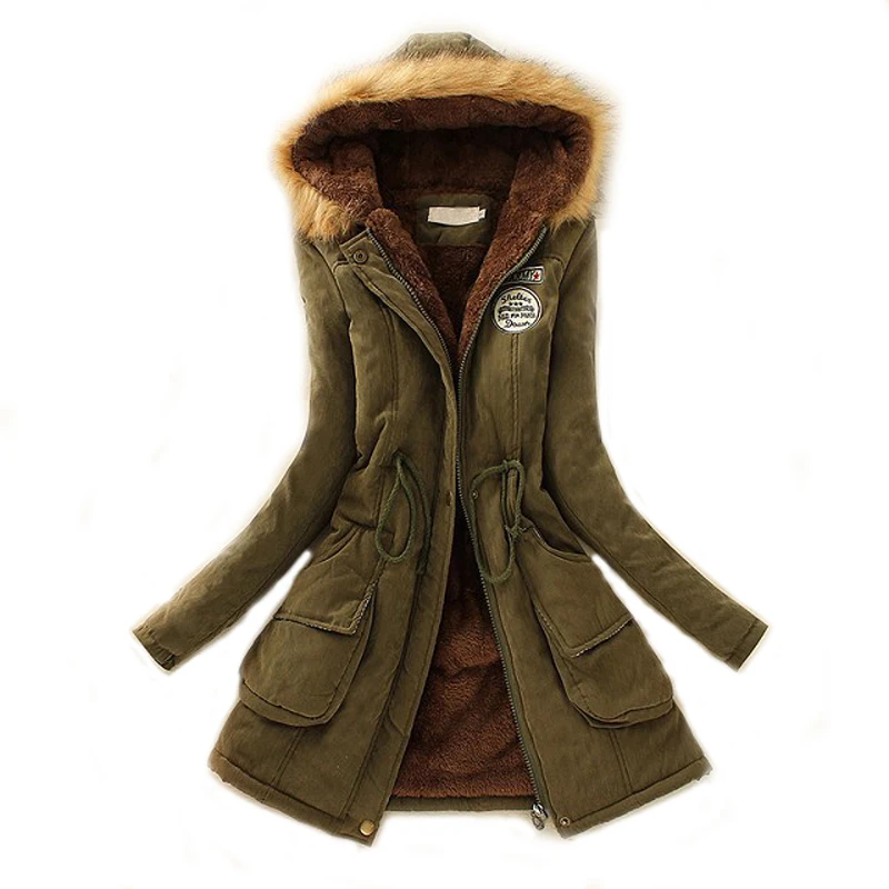 

Winter jacket women wadded jacket female outerwear slim winter hooded coat long cotton padded fur collar parkas plus size 485
