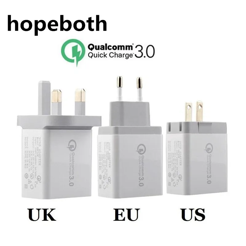 hopeboth 3.0 Quick Fast Charger 3-Ports QC3.0 USB Wall Charger Travel Adapter Support Smart Fast Charge For Samsung Galaxy S6