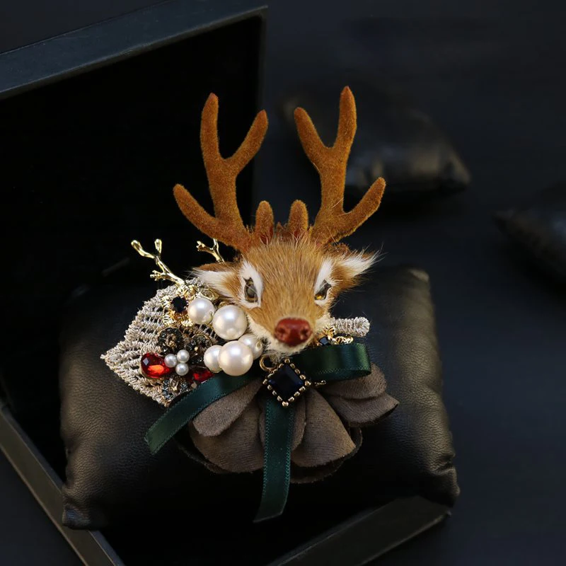 

Lovely deer bowtie Rhinestone Women Tie Temperament cardigan sweater coat pin Brooch Women's Bow Ties Girl accessories