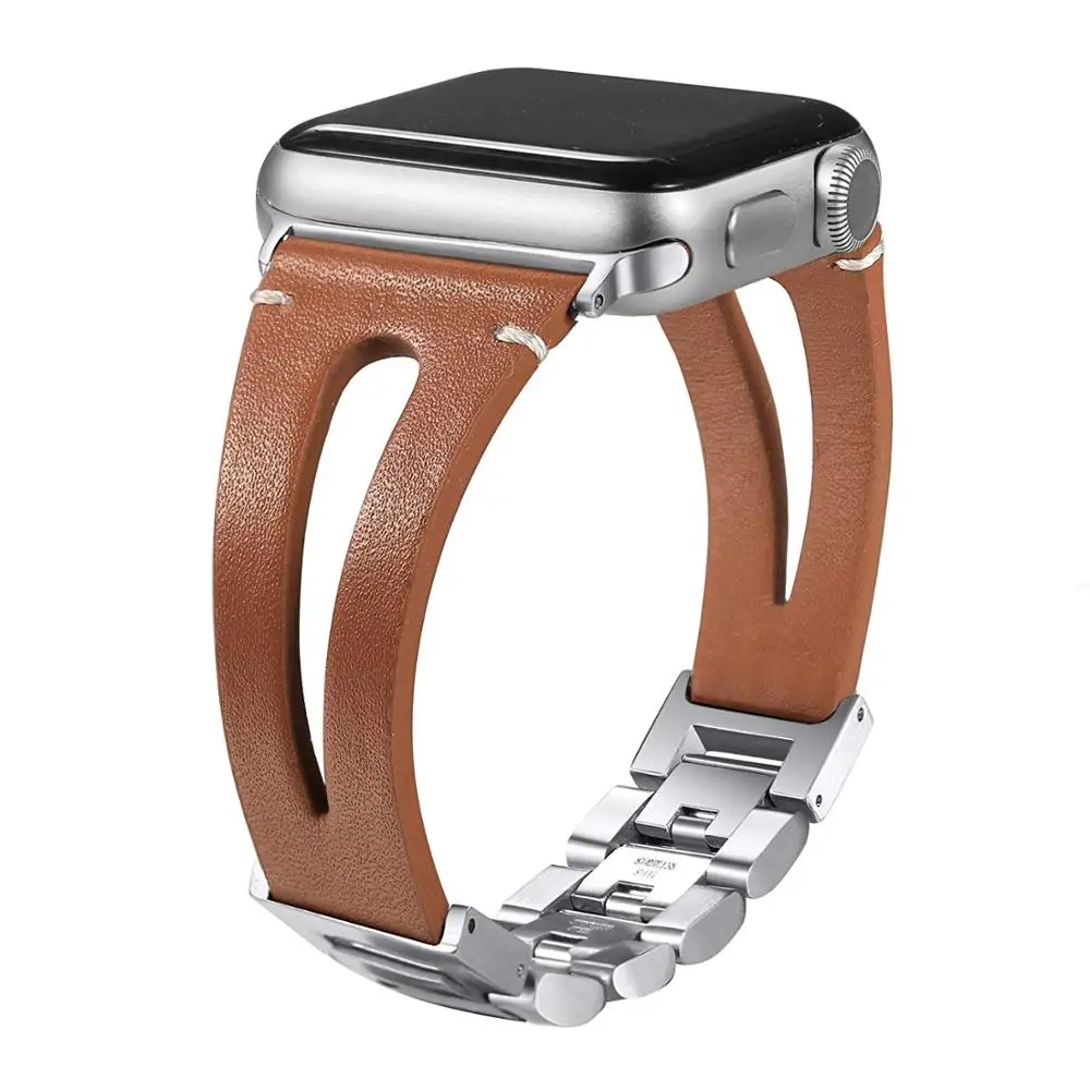 

Leather Bands for Apple Watch Band Series 4 40mm 44mm,Series 3/2 38mm 42mm, Handmade Vintage Leather Bracelet Compatible iwatch