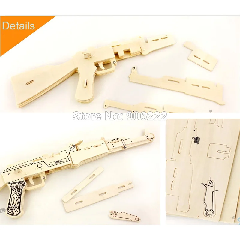 Free Shipping Kid Toy DIY Wooden Children Pistols Guns Model Building