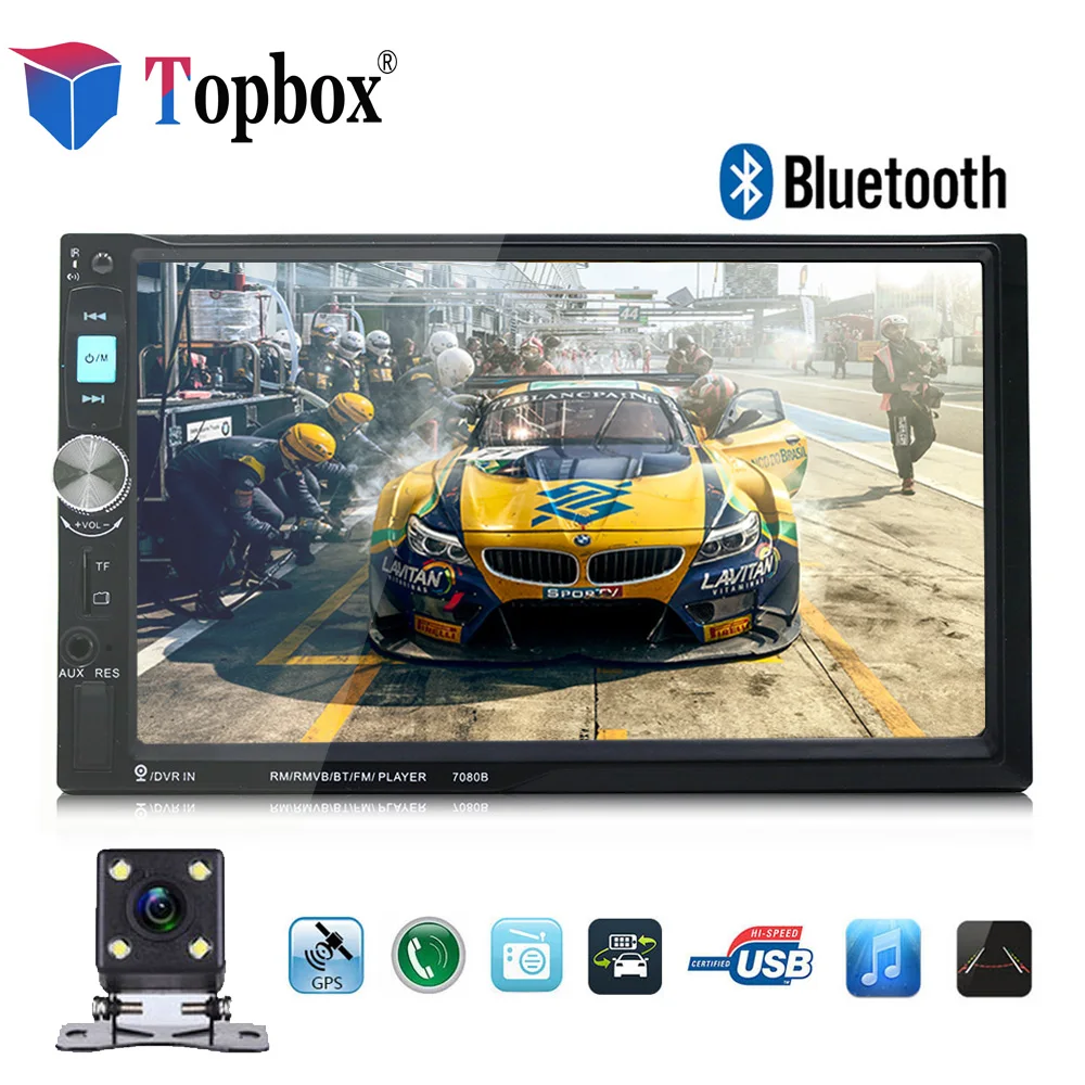 

Topbox 7" Car radio 2 din HD Player MP5 Touch Screen Digital Display Bluetooth Multimedia USB 2din Autoradio Car Backup Camera