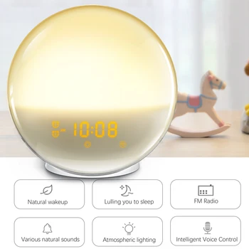 

iMice Wakeup Light Sunrise Alarm Clock FM Digital Radio 7 Colored Sunrise Simulation Snooze Function Lamp Standard/Samrt Edition