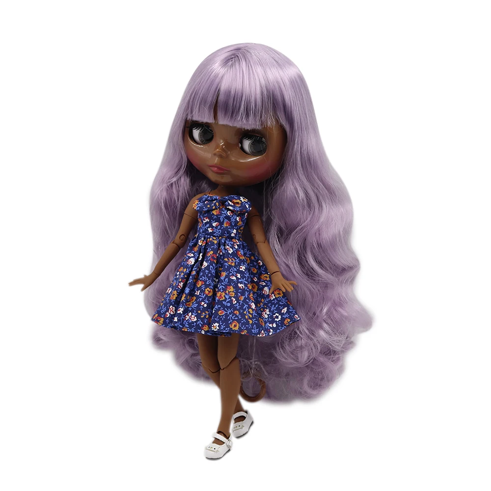 

Blyth Nude Doll Joint body elegant purple curly hair super dark Skin 30cm Suitable For DIY on sale gift SD toys with hand AB